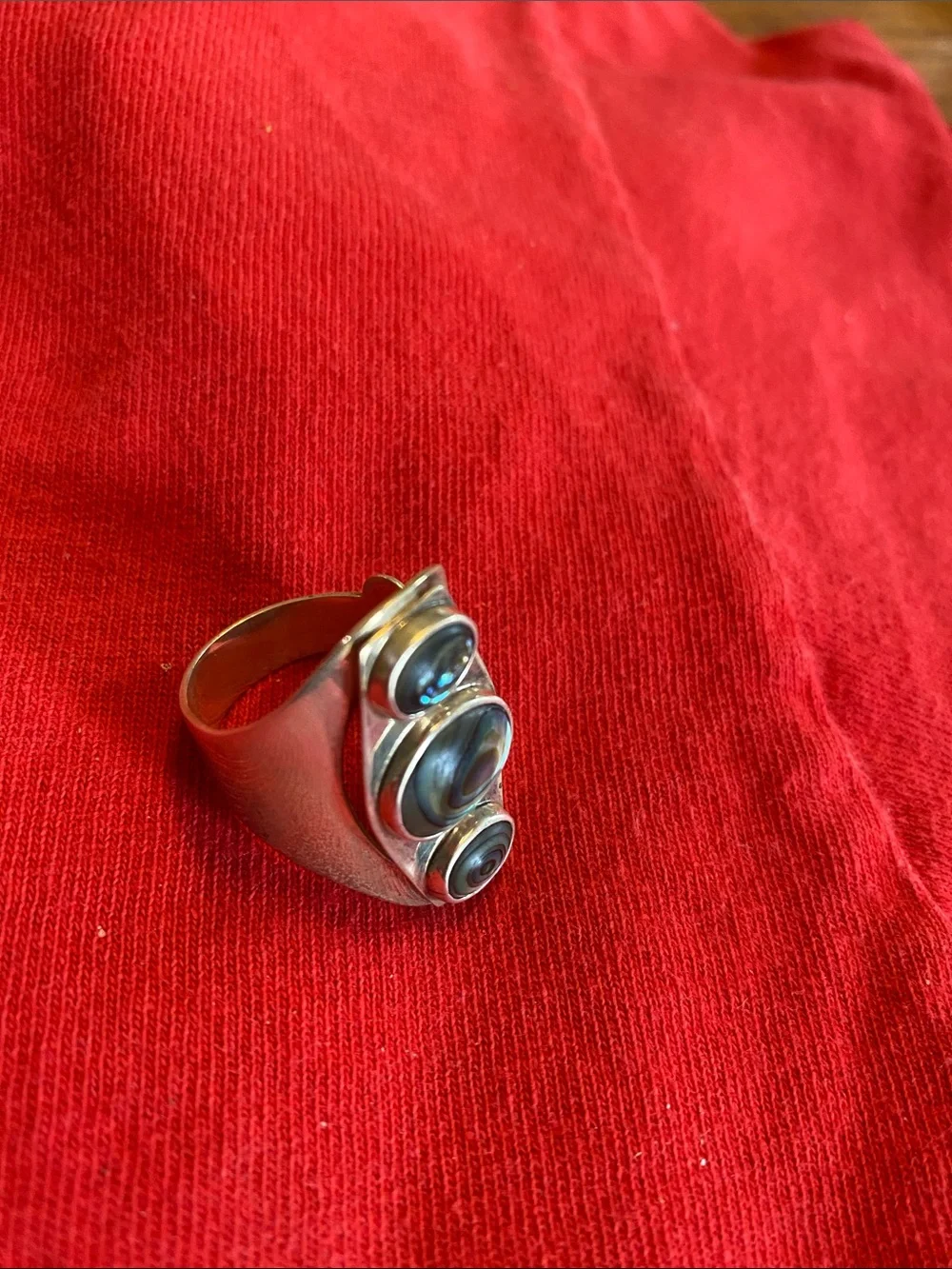 Dominique Dinouart 925 Sterling Silver Vintage Mexican Abalone Bezel Ring 8.64g